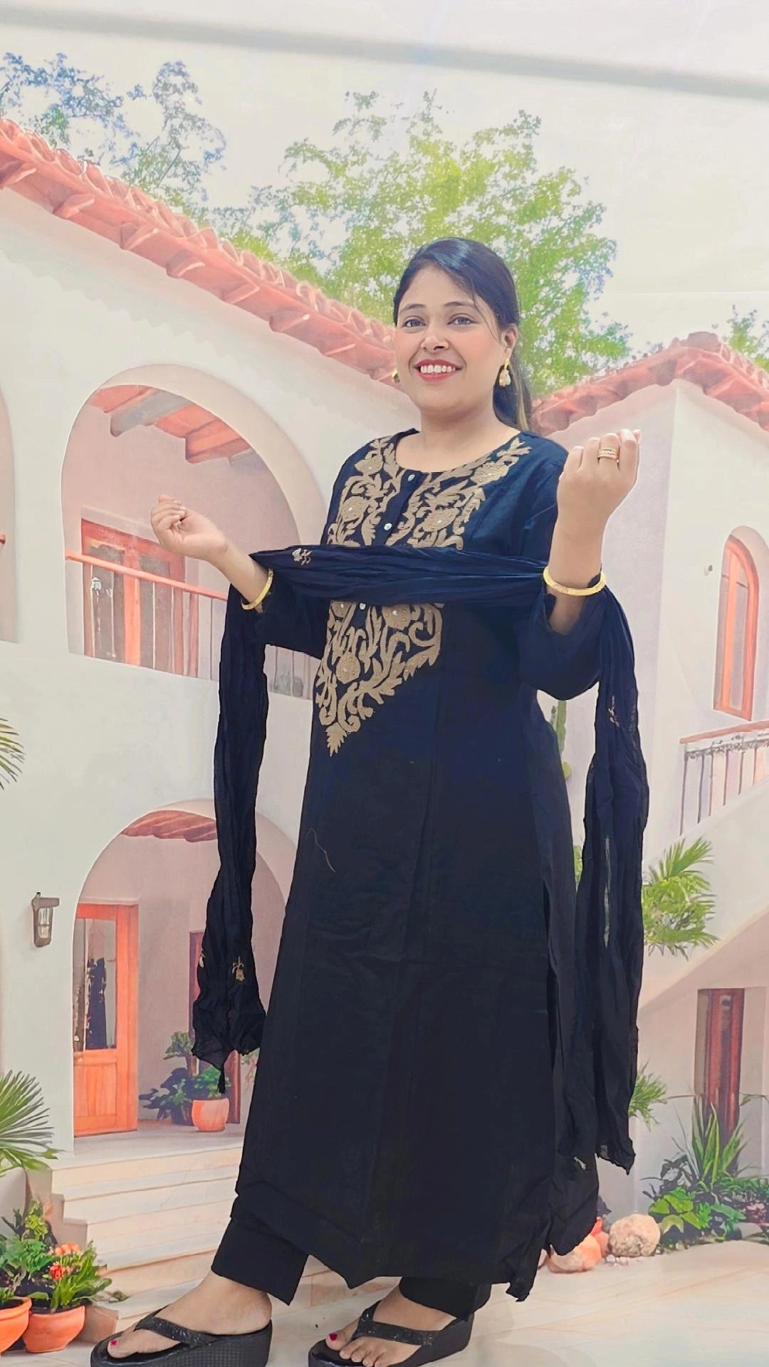 Classic Black Embroidered Suit Set