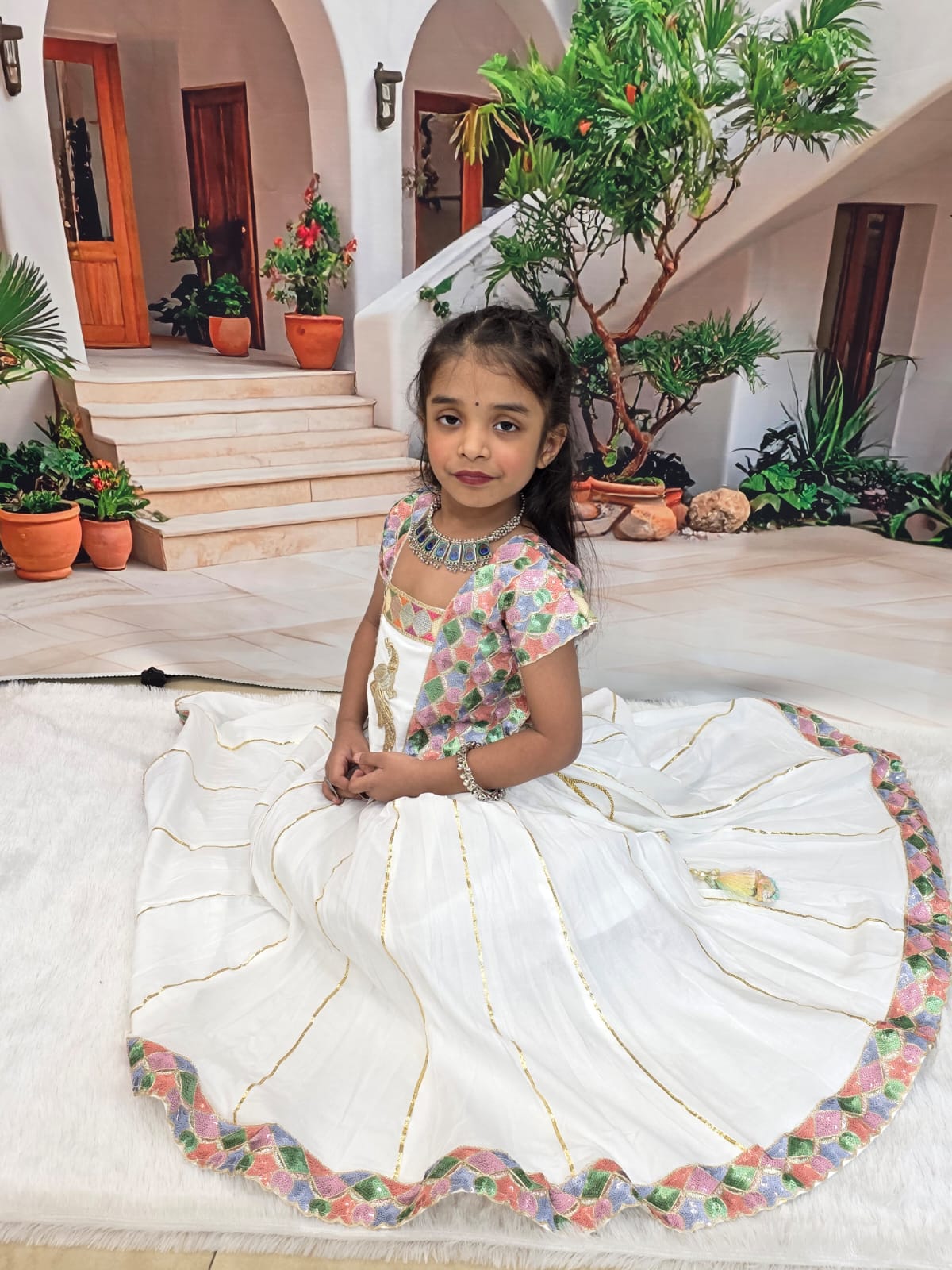 White Designer Chaniya Choli for Girls | Premium Cotton Lehenga Choli | Festive Wear (1–14 Years)