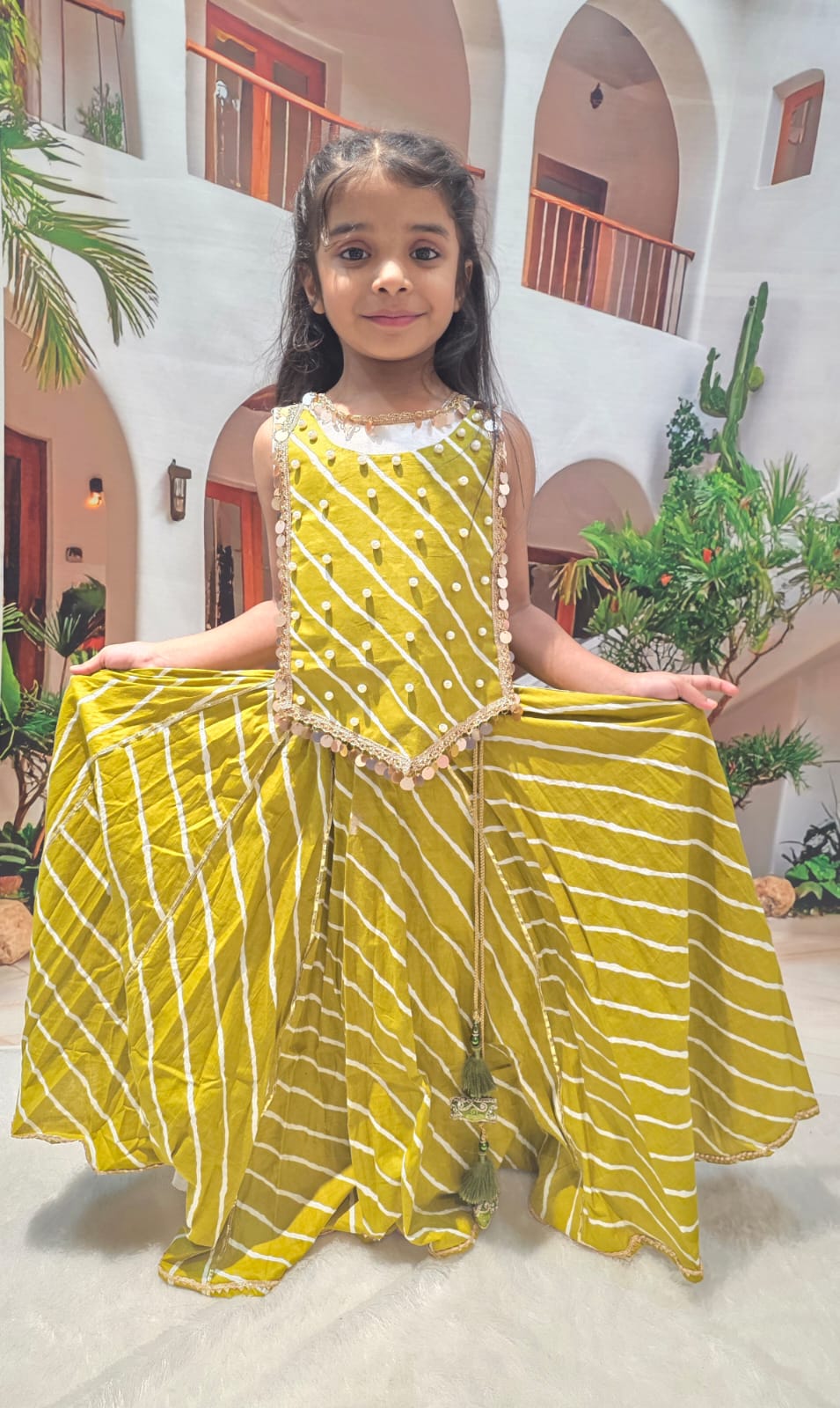 Yellow Designer Chaniya Choli for Girls | Premium Cotton Lehenga Choli | Navratri & Festive Wear (1–14 Years)