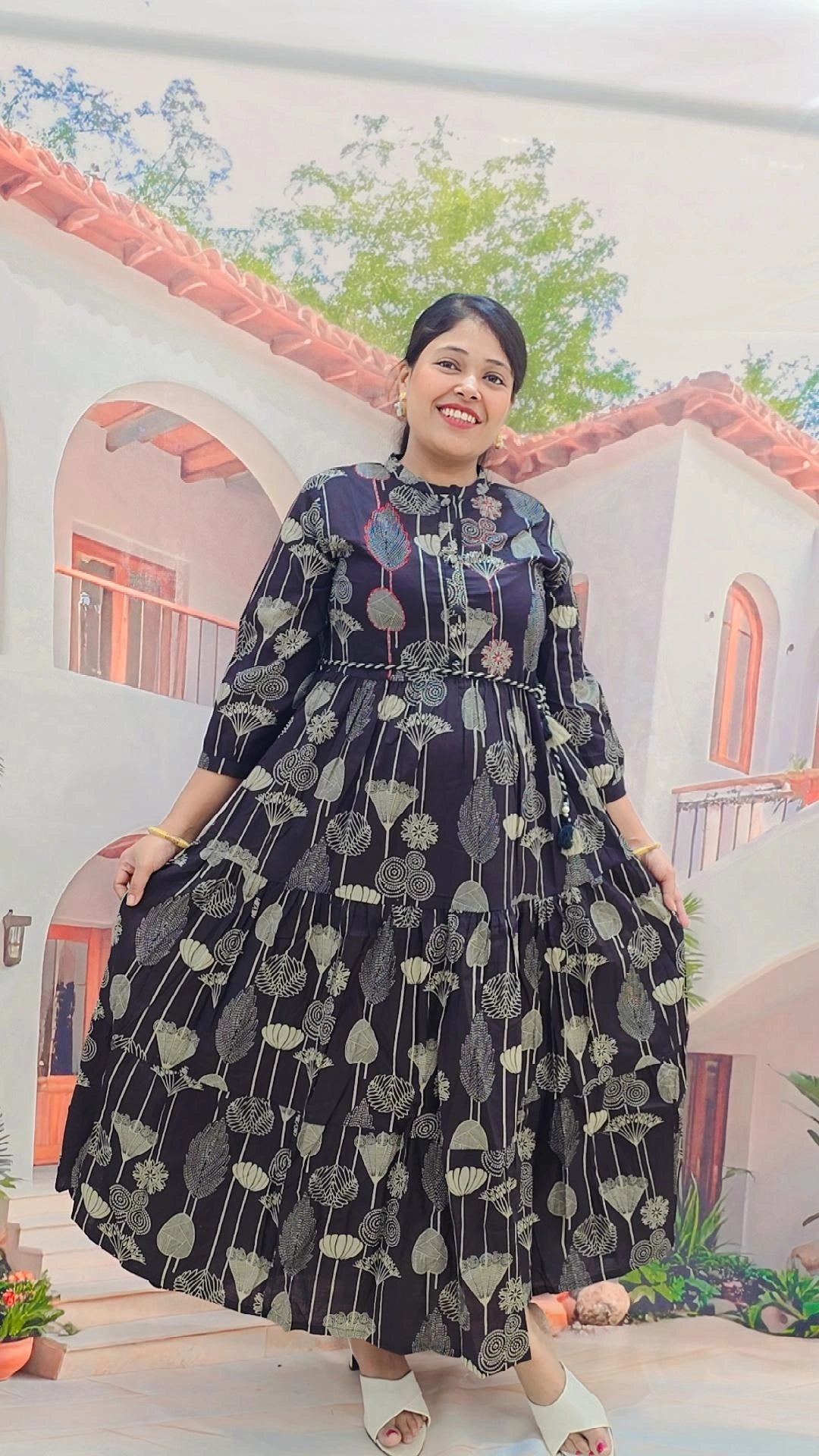 Trendy Black Printed Maxi Dress