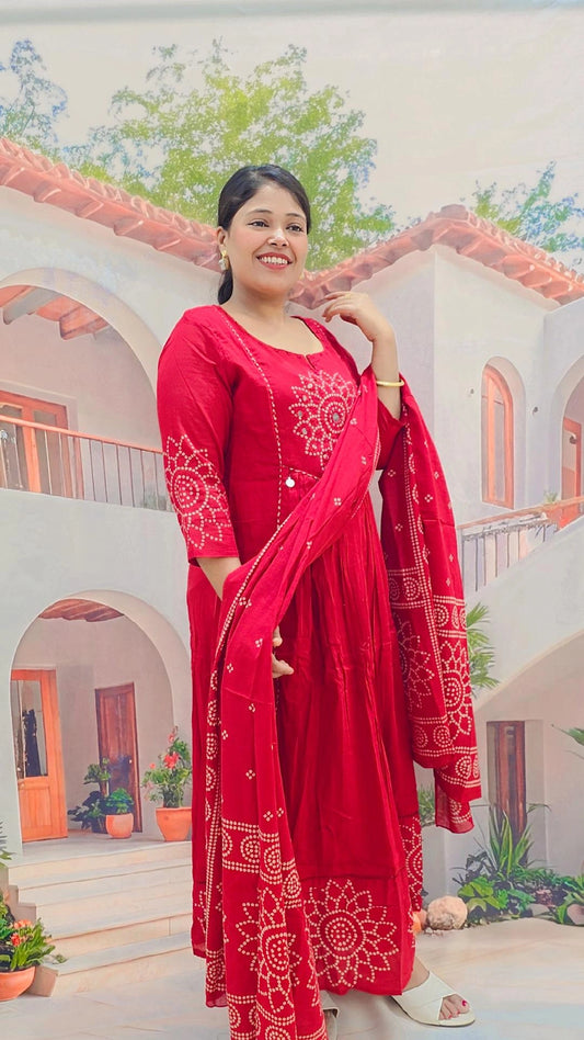 Stylish Red Designer Gown Set