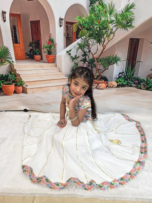 White Designer Chaniya Choli for Girls | Premium Cotton Lehenga Choli | Festive Wear (1–14 Years)