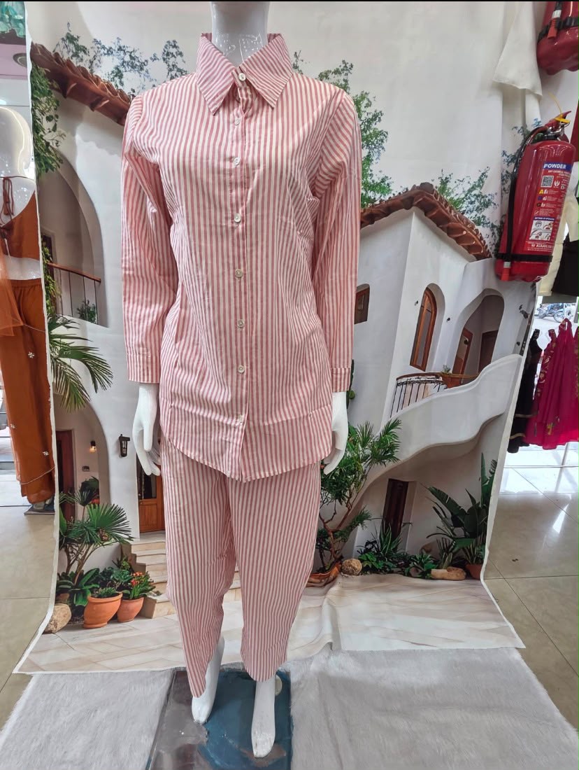 Chic Pink Embroidered Shirt Style Co-Ord Set