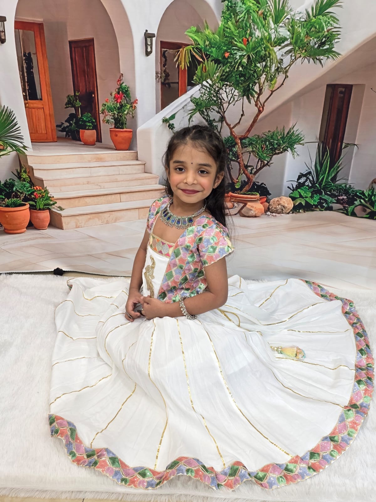 White Designer Chaniya Choli for Girls | Premium Cotton Lehenga Choli | Festive Wear (1–14 Years)