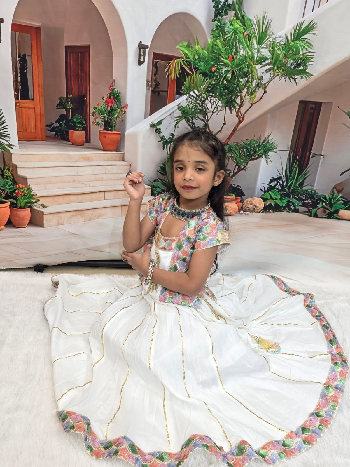 White Designer Chaniya Choli for Girls | Premium Cotton Lehenga Choli | Festive Wear (1–14 Years)