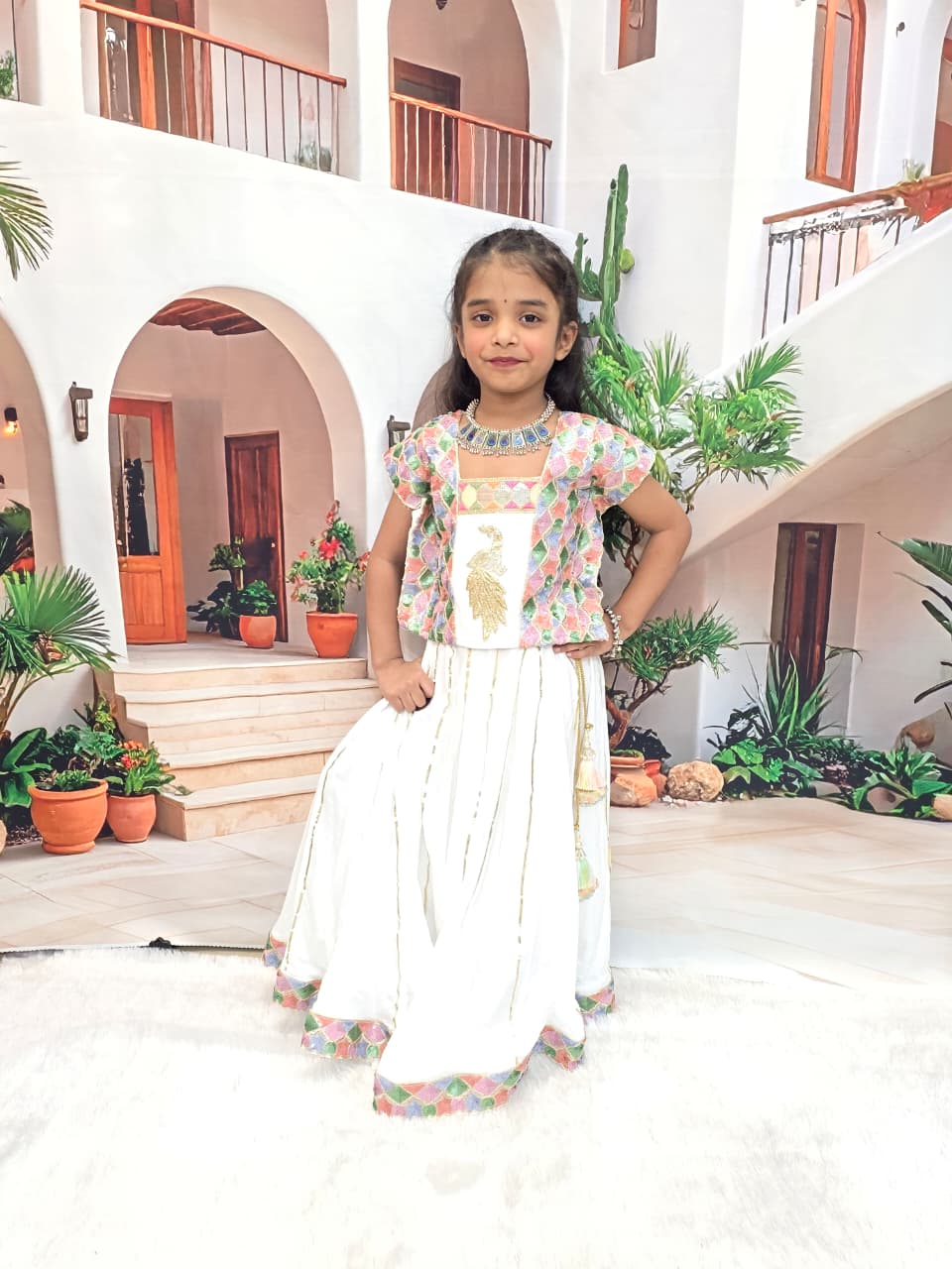 White Designer Chaniya Choli for Girls | Premium Cotton Lehenga Choli | Festive Wear (1–14 Years)
