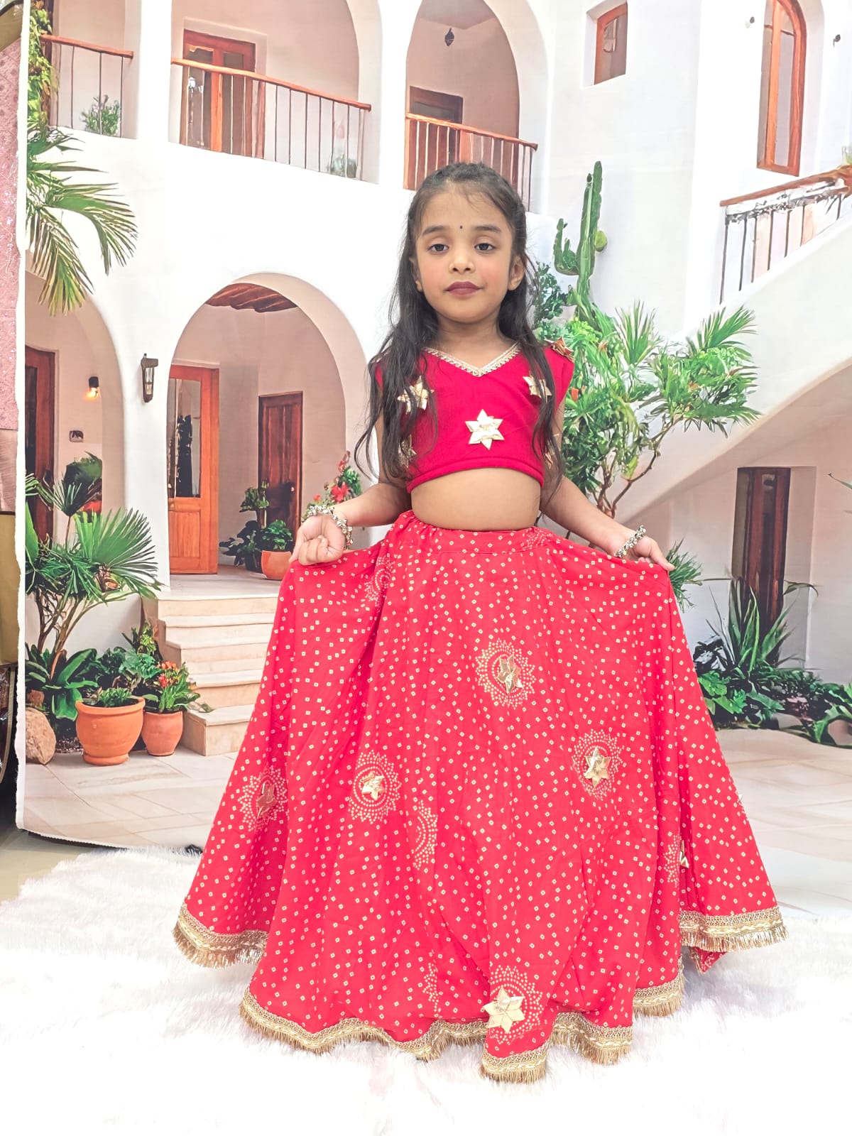 Red Designer Chaniya Choli for Girls | Premium Cotton Lehenga Choli (1–14 Years)