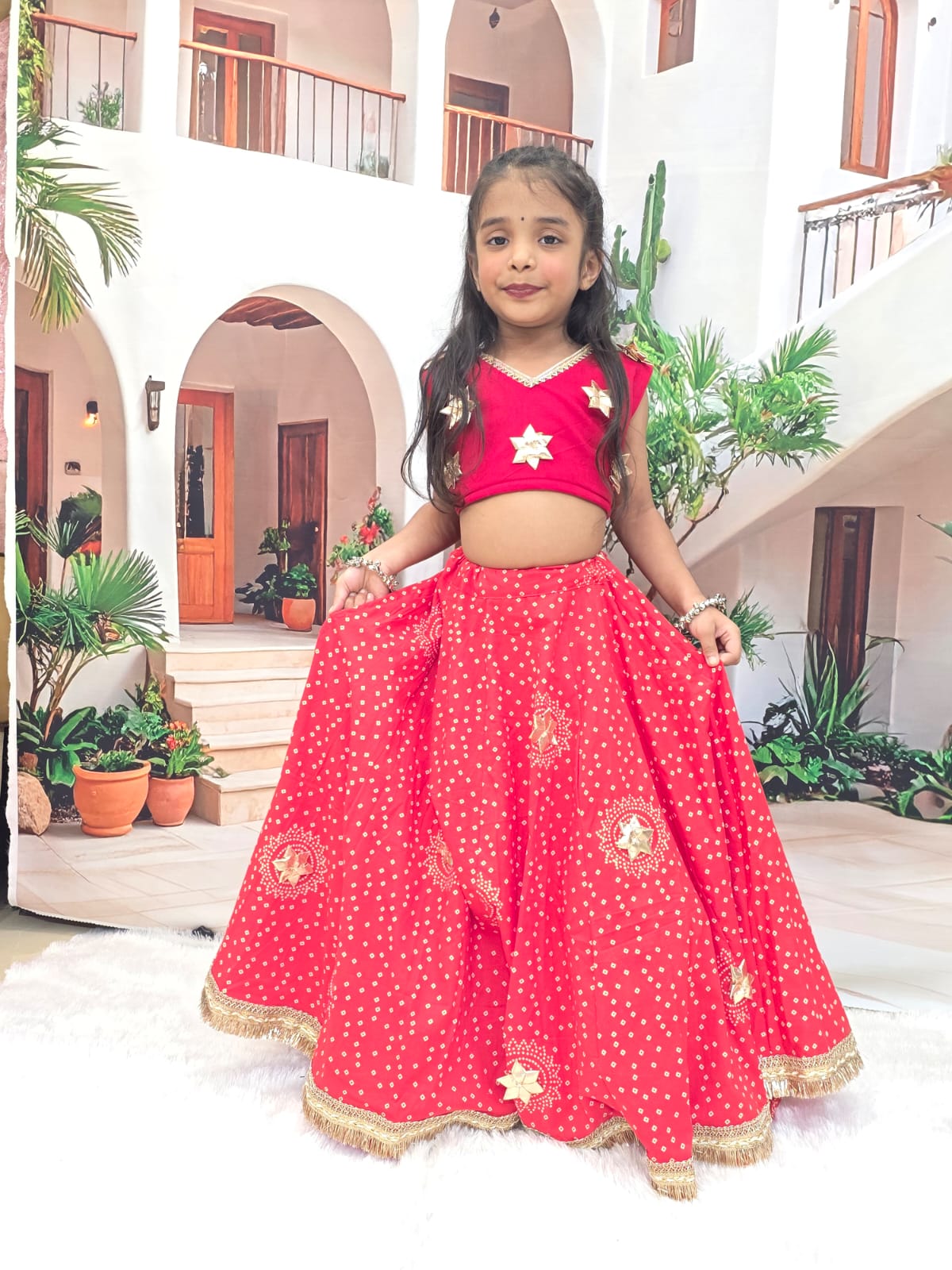 Red Designer Chaniya Choli for Girls | Premium Cotton Lehenga Choli (1–14 Years)