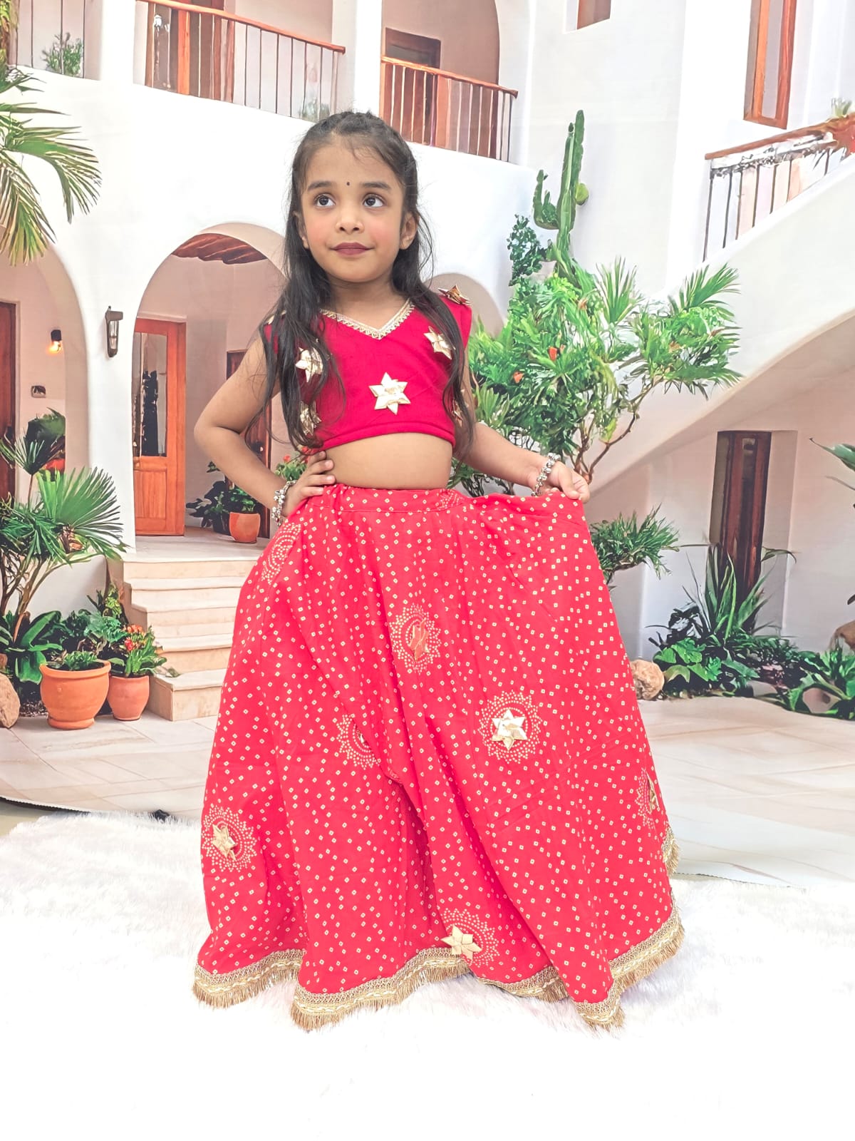 Red Designer Chaniya Choli for Girls | Premium Cotton Lehenga Choli (1–14 Years)