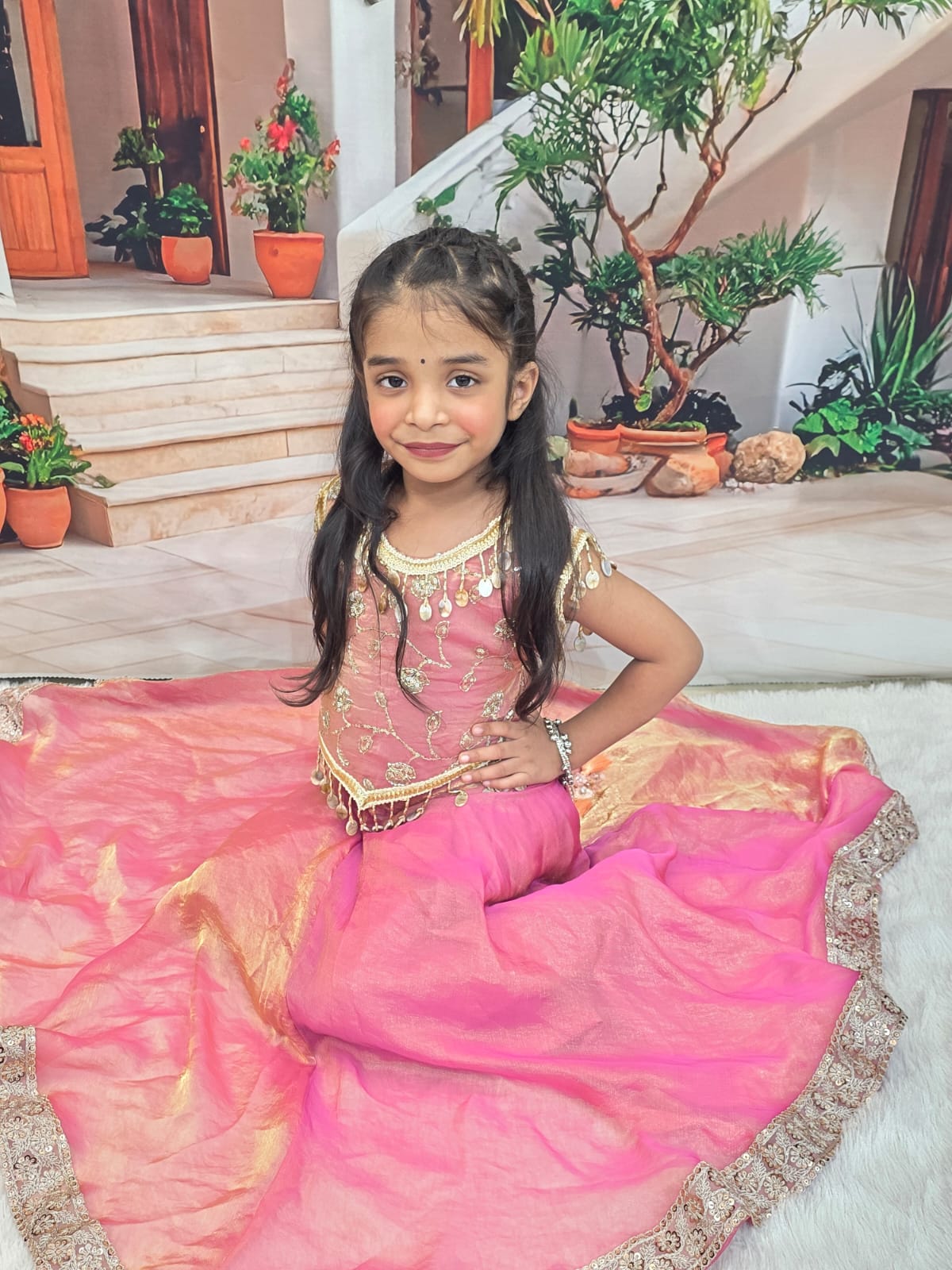Pink Designer Chaniya Choli for Girls | Premium Cotton Lehenga Choli | Navratri & Festive Wear (1–14 Years)