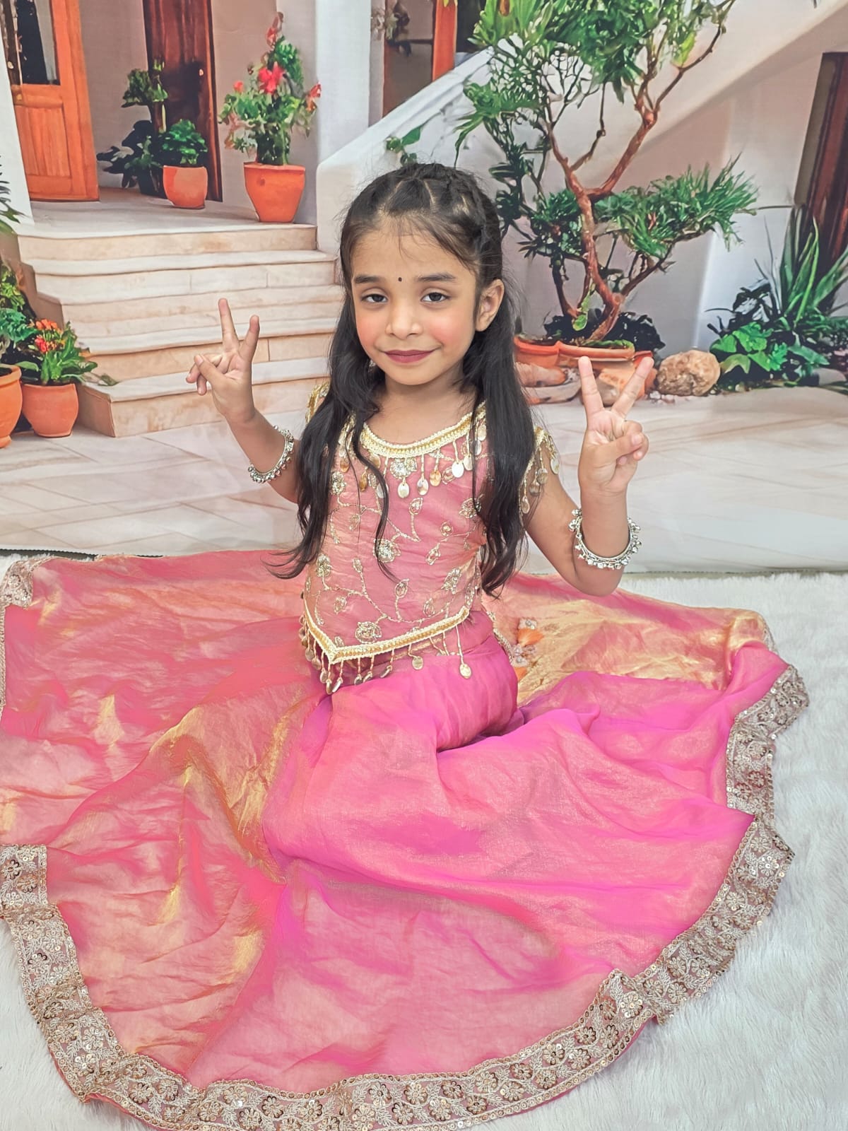 Pink Designer Chaniya Choli for Girls | Premium Cotton Lehenga Choli | Navratri & Festive Wear (1–14 Years)