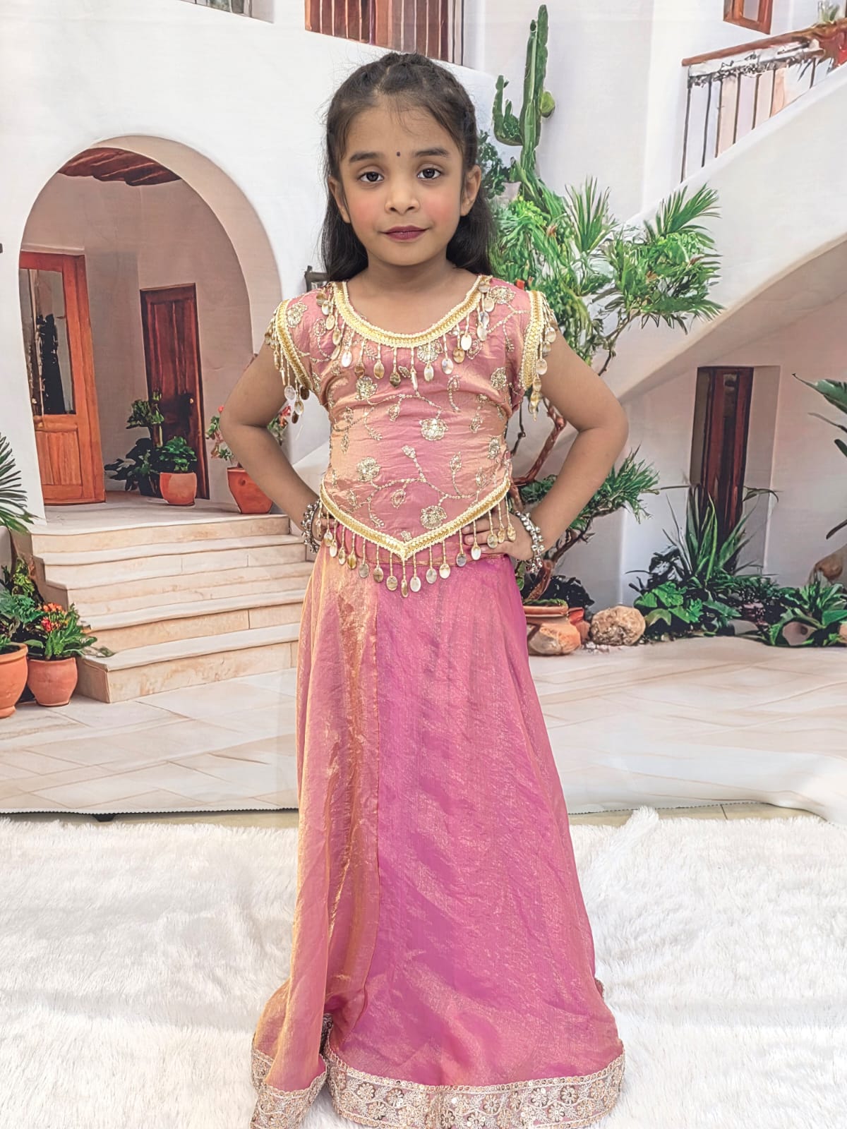 Pink Designer Chaniya Choli for Girls | Premium Cotton Lehenga Choli | Navratri & Festive Wear (1–14 Years)