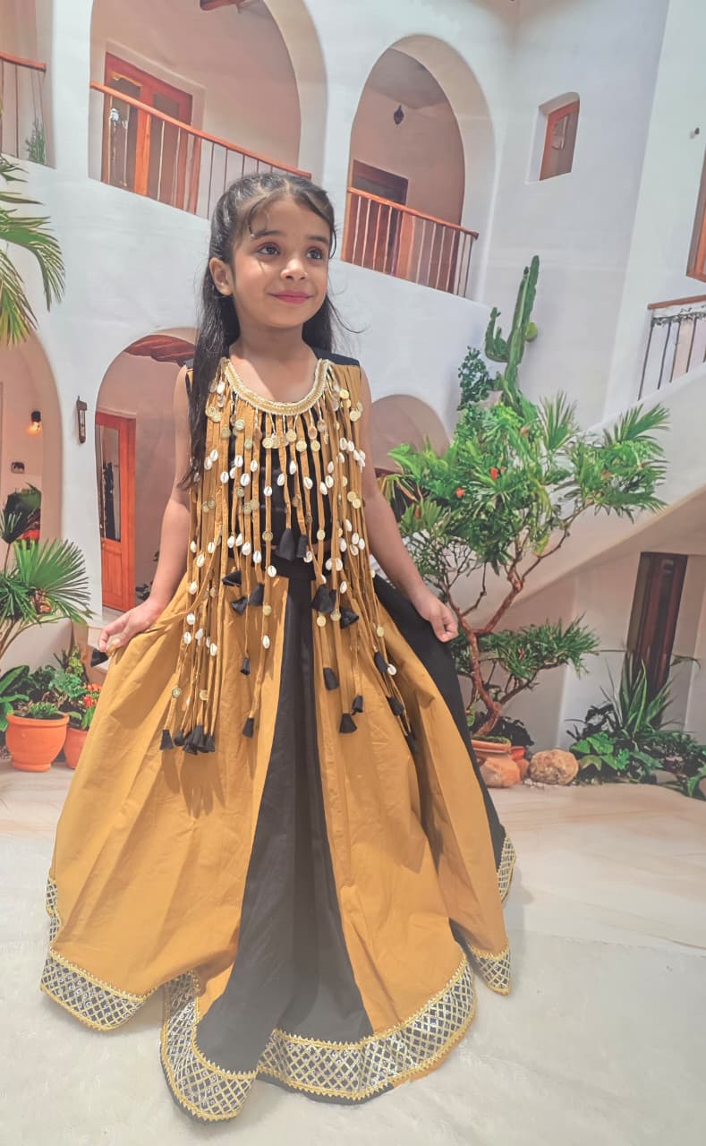 Black & Grey Designer Chaniya Choli for Girls | Premium Cotton Lehenga Choli | Navratri & Festive Wear (1–14 Years)