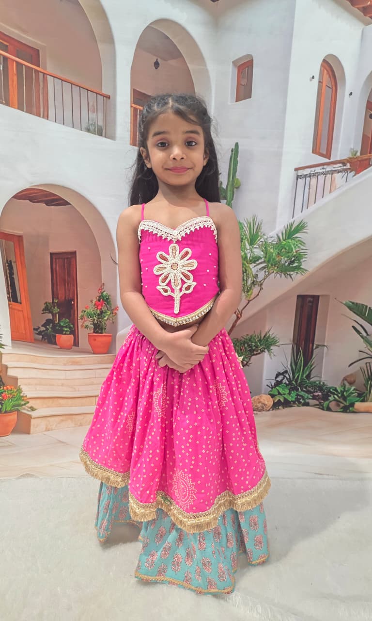 Pink Designer Chaniya Choli for Girls | Premium Cotton Lehenga Choli | Festive & Navratri Wear (1–14 Years)