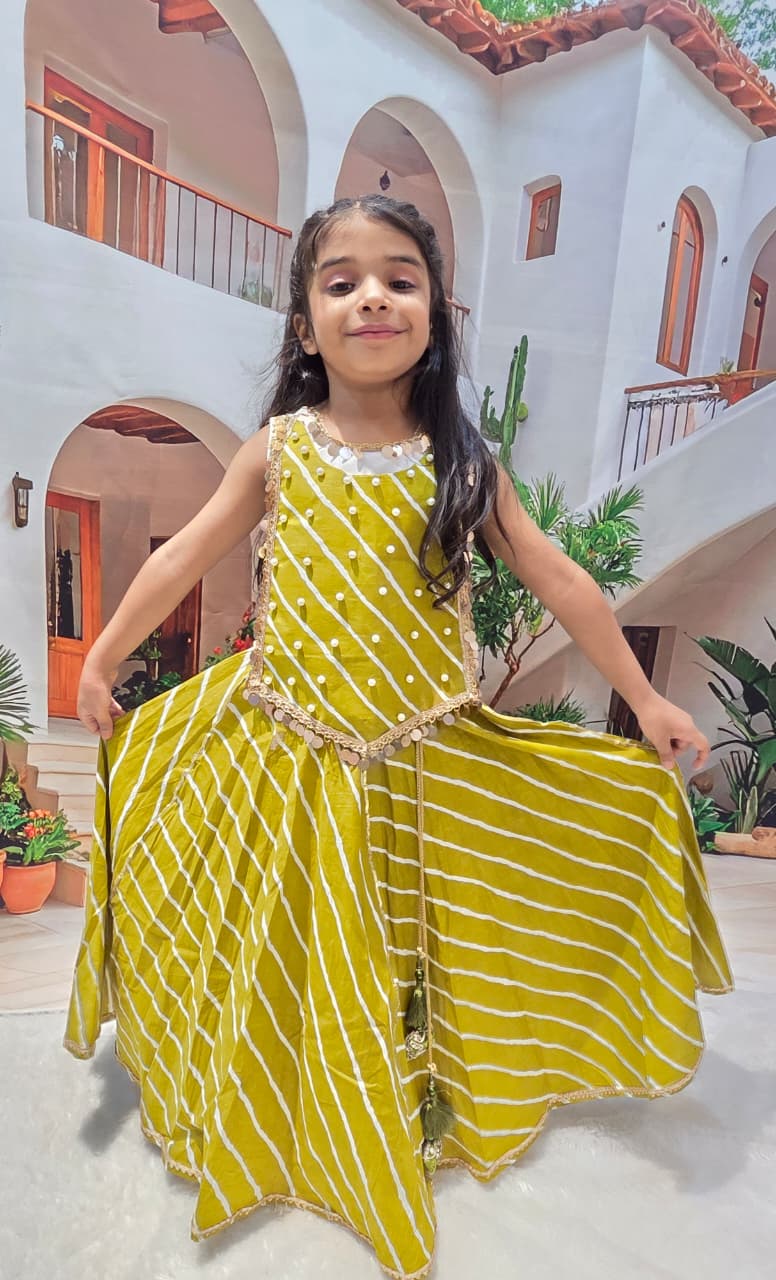 Yellow Designer Chaniya Choli for Girls | Premium Cotton Lehenga Choli | Navratri & Festive Wear (1–14 Years)