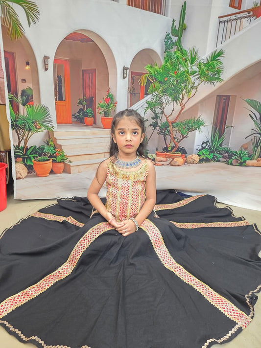 Black Designer Chaniya Choli for Girls | Premium Cotton Lehenga Choli | Party, Navratri & Festive Wear (1–14 Years)